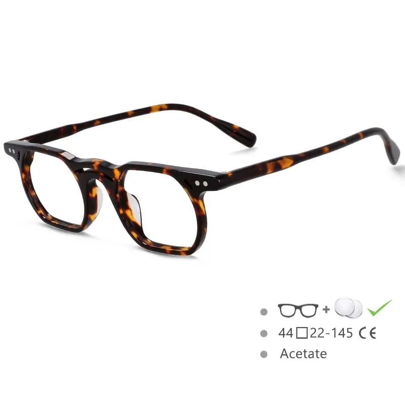 CCspace Unisex Full Rim Polygonal Round Acetate Double Bridge Frame Eyeglasses 54540
