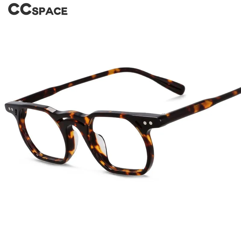CCspace Unisex Full Rim Polygonal Round Acetate Double Bridge Frame Eyeglasses 54540