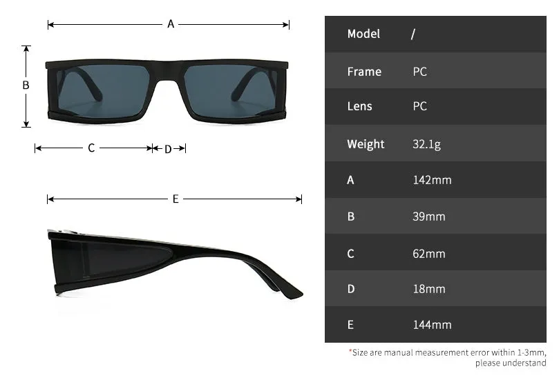 CCspace Unisex Full Rim Rectangle Resin Goggle Frame Sunglasses 46198