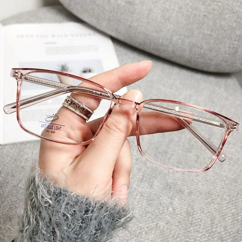 CCspace Unisex Full Rim Rectangle Square Tr 90 Titanium Eyeglasses 56335