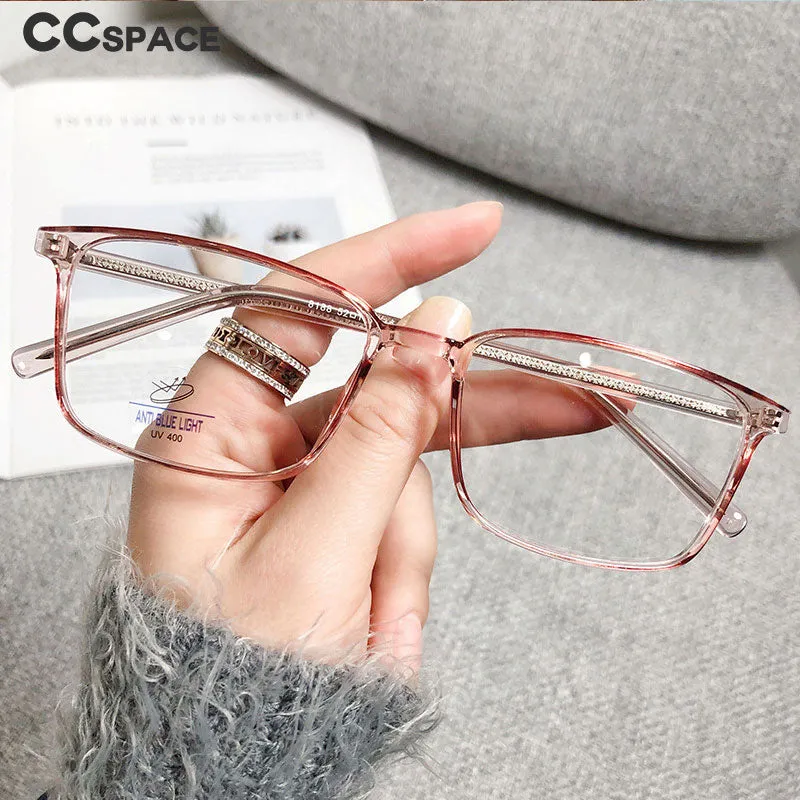 CCspace Unisex Full Rim Rectangle Square Tr 90 Titanium Eyeglasses 56335