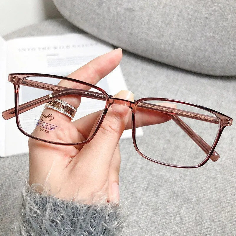 CCspace Unisex Full Rim Rectangle Square Tr 90 Titanium Eyeglasses 56335