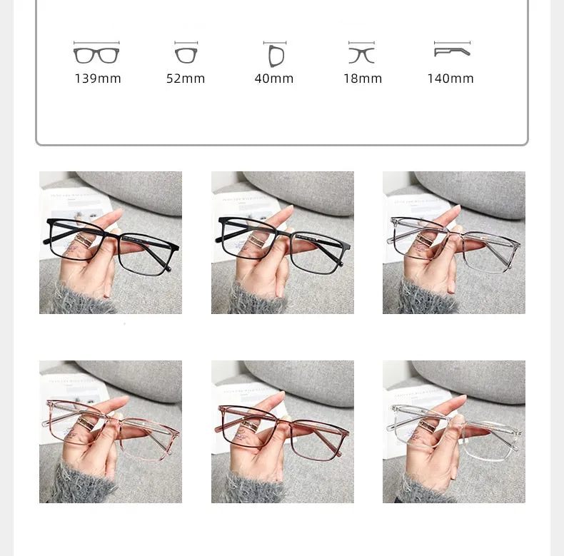 CCspace Unisex Full Rim Rectangle Square Tr 90 Titanium Eyeglasses 56335
