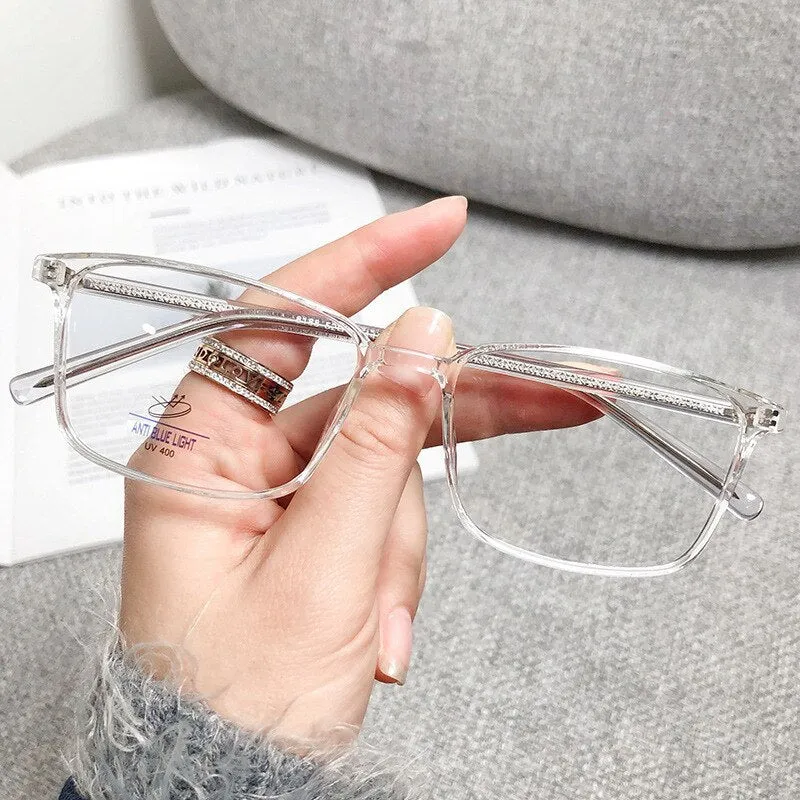 CCspace Unisex Full Rim Rectangle Square Tr 90 Titanium Eyeglasses 56335