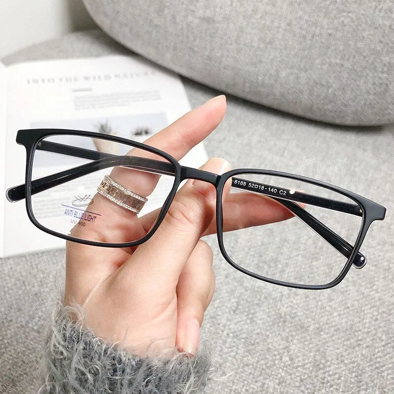 CCspace Unisex Full Rim Rectangle Square Tr 90 Titanium Eyeglasses 56335