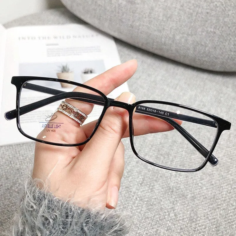 CCspace Unisex Full Rim Rectangle Square Tr 90 Titanium Eyeglasses 56335