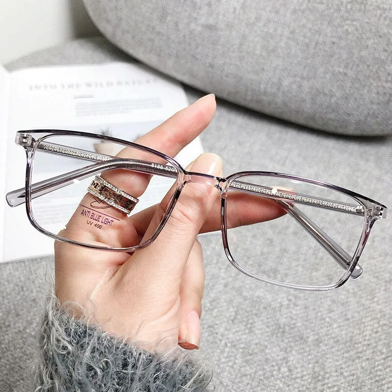 CCspace Unisex Full Rim Rectangle Square Tr 90 Titanium Eyeglasses 56335