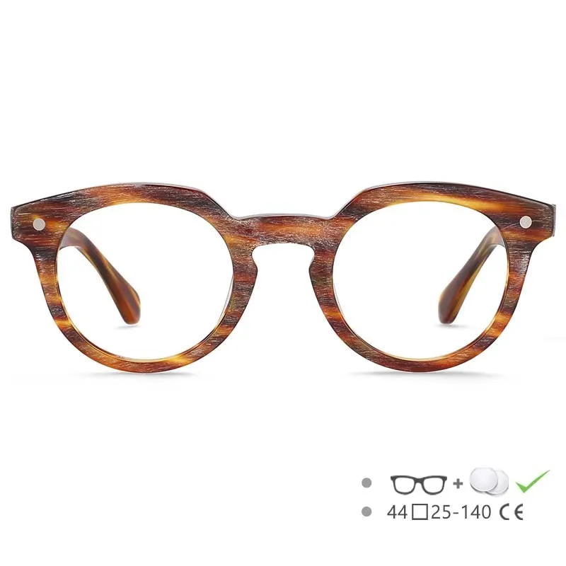 CCspace Unisex Full Rim Round Acetate Eyeglasses 55216