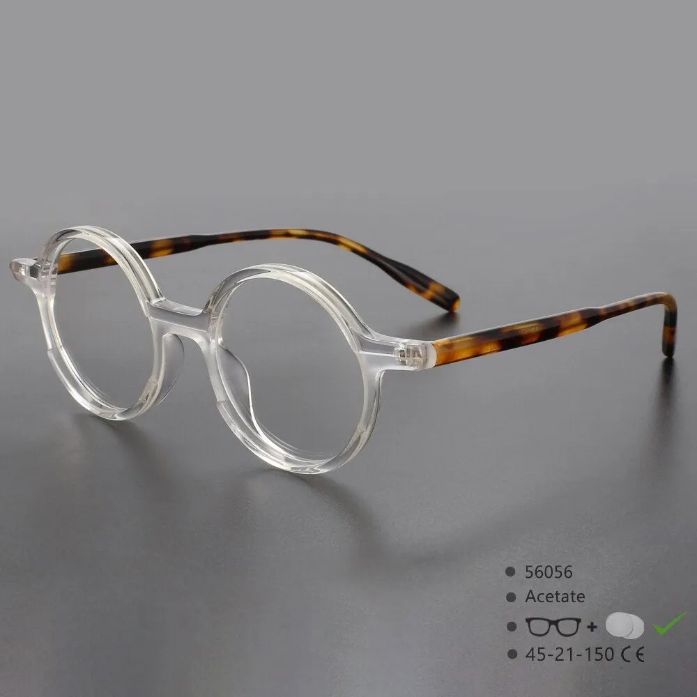 CCspace Unisex Full Rim Round Acetate Eyeglasses 56056