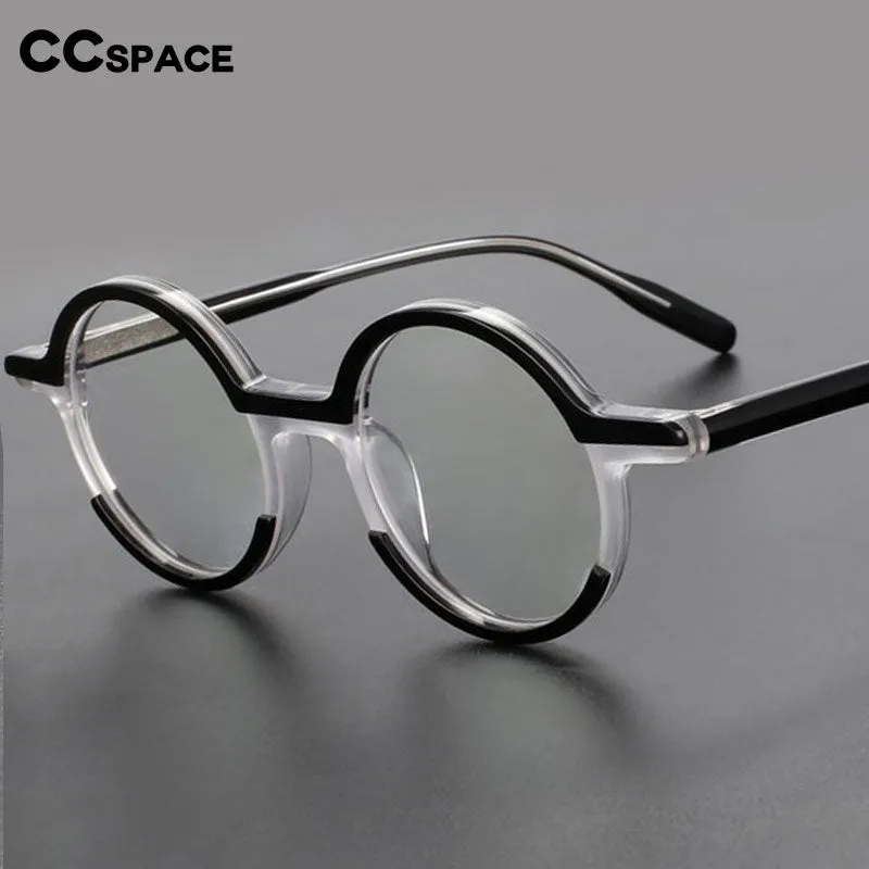 CCspace Unisex Full Rim Round Acetate Eyeglasses 56056