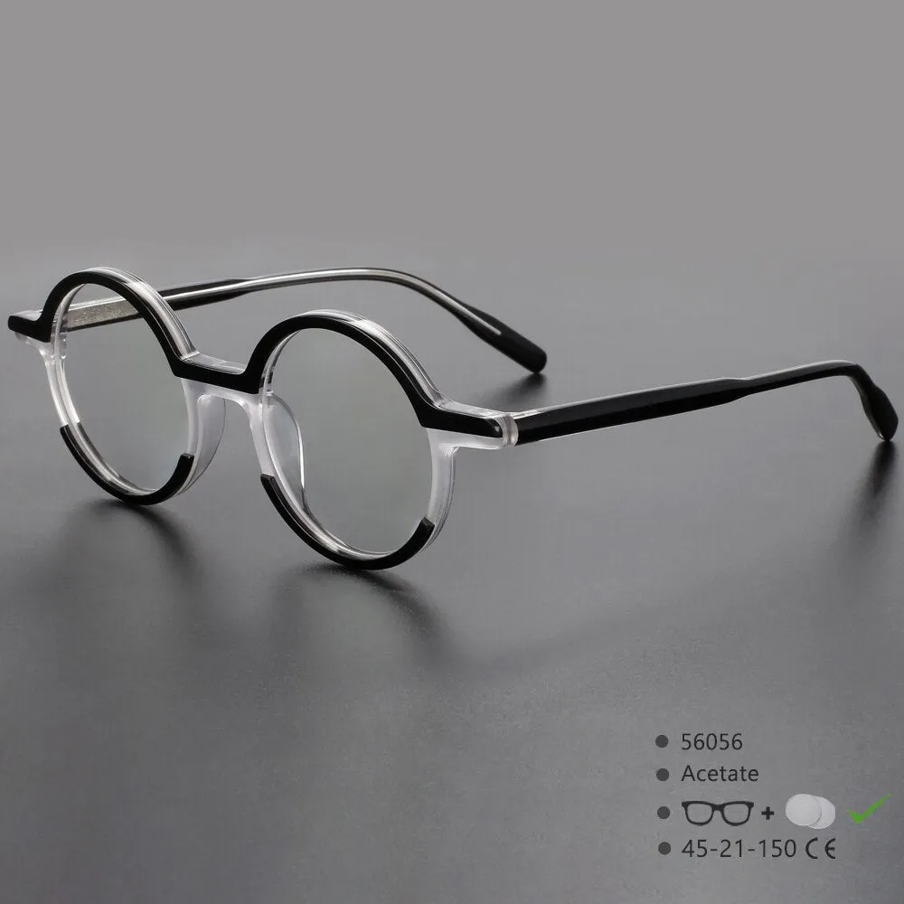 CCspace Unisex Full Rim Round Acetate Eyeglasses 56056