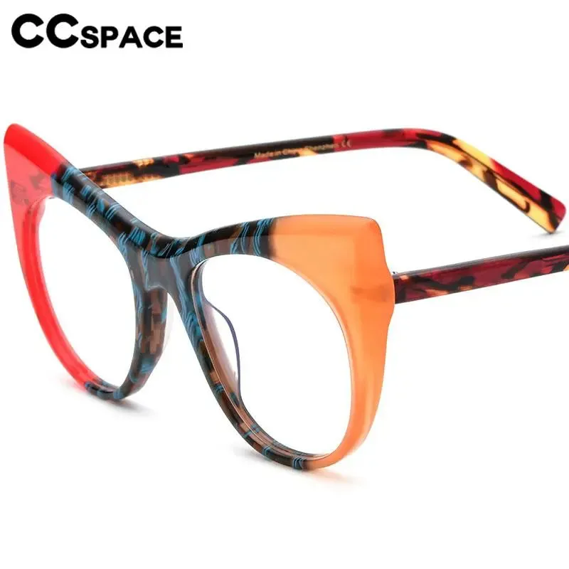 CCspace Unisex Full Rim Round Cat Eye Acetate Eyeglasses 56923