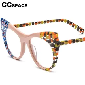 CCspace Unisex Full Rim Round Cat Eye Acetate Eyeglasses 56923