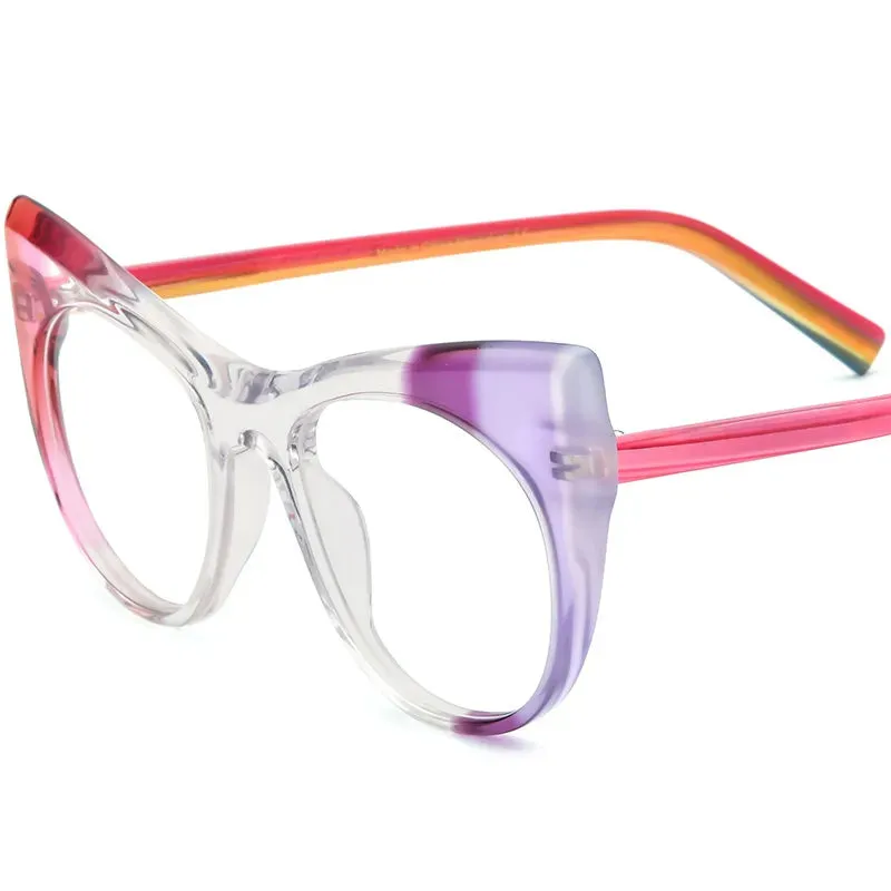 CCspace Unisex Full Rim Round Cat Eye Acetate Eyeglasses 56923