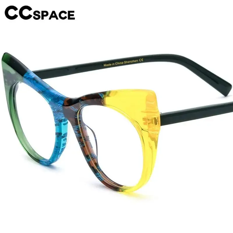 CCspace Unisex Full Rim Round Cat Eye Acetate Eyeglasses 56923