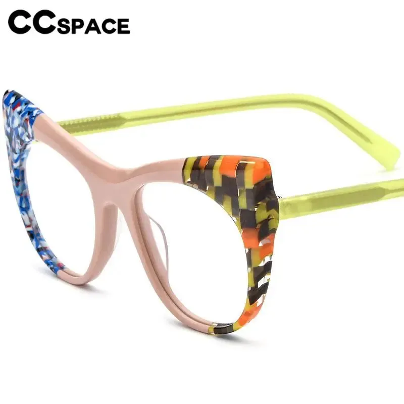 CCspace Unisex Full Rim Round Cat Eye Acetate Eyeglasses 56923