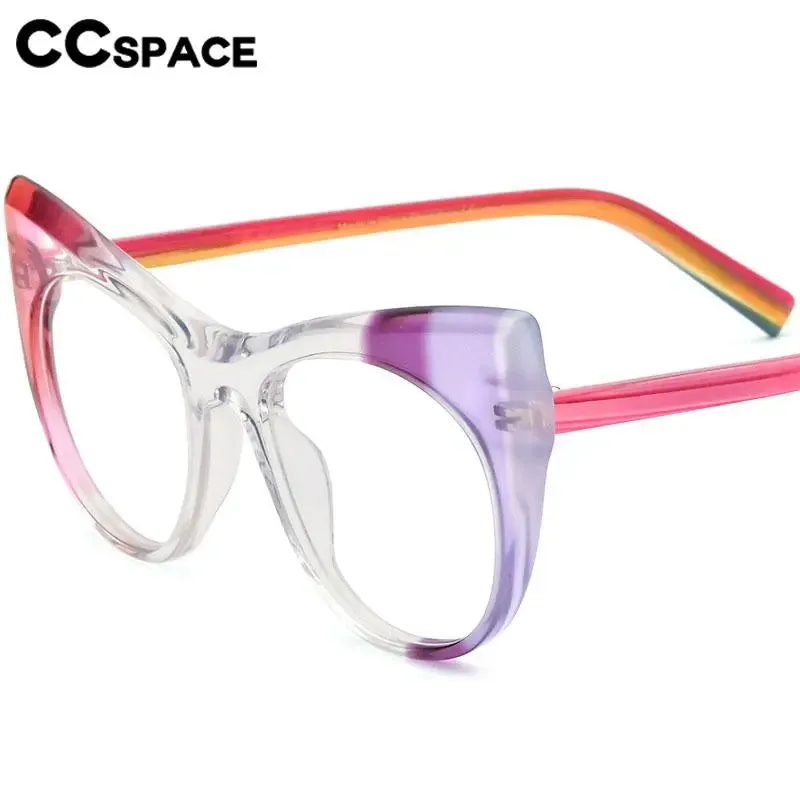 CCspace Unisex Full Rim Round Cat Eye Acetate Eyeglasses 56923