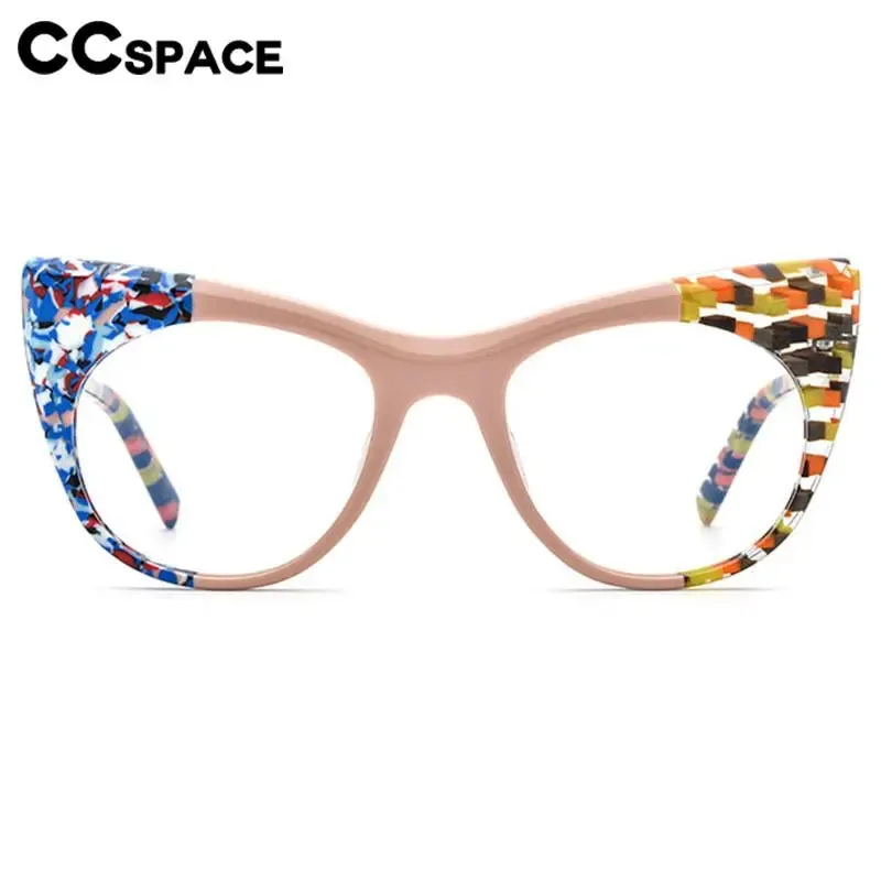 CCspace Unisex Full Rim Round Cat Eye Acetate Eyeglasses 56923