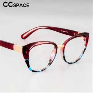CCspace Unisex Full Rim Round Cat Eye Tr 90 Titanium Frame Eyeglasses 48092