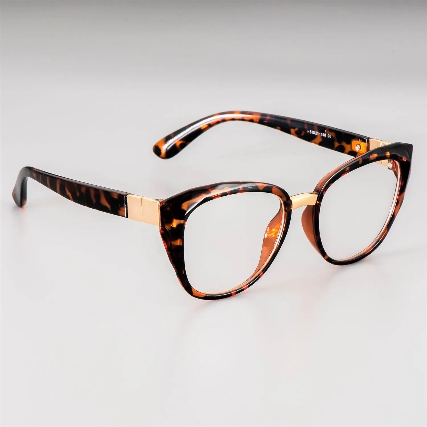 CCspace Unisex Full Rim Round Cat Eye Tr 90 Titanium Frame Eyeglasses 48092