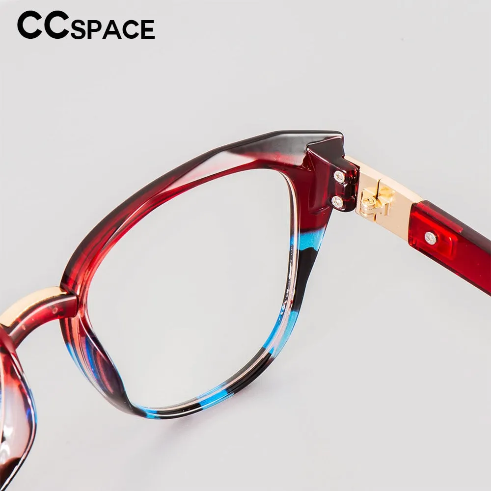CCspace Unisex Full Rim Round Cat Eye Tr 90 Titanium Frame Eyeglasses 48092
