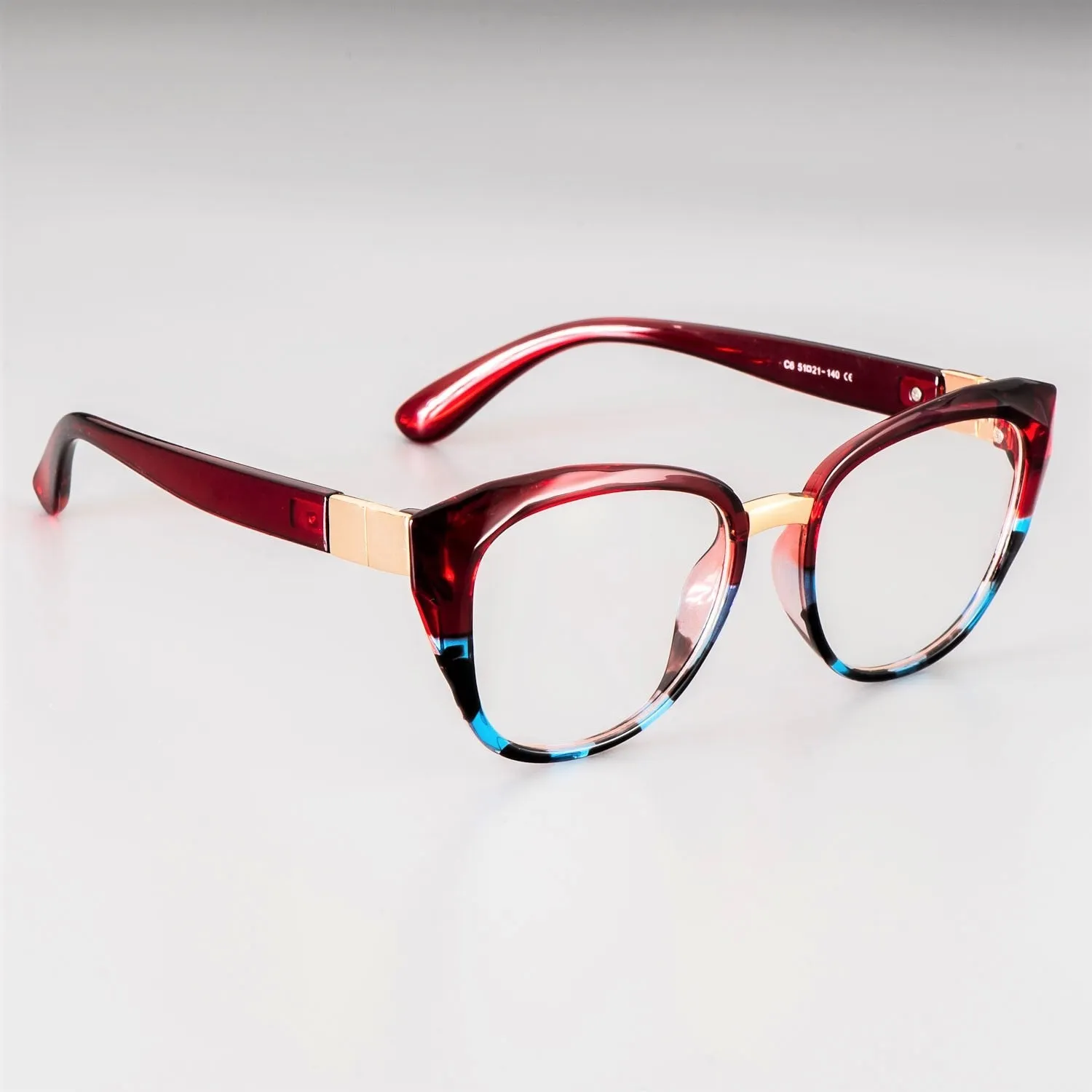 CCspace Unisex Full Rim Round Cat Eye Tr 90 Titanium Frame Eyeglasses 48092