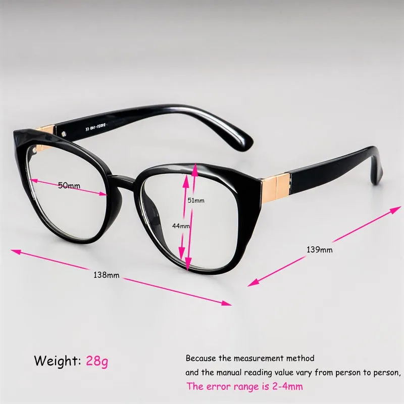 CCspace Unisex Full Rim Round Cat Eye Tr 90 Titanium Frame Eyeglasses 48092
