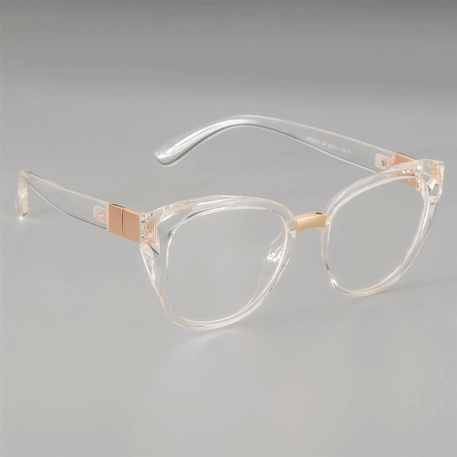 CCspace Unisex Full Rim Round Cat Eye Tr 90 Titanium Frame Eyeglasses 48092