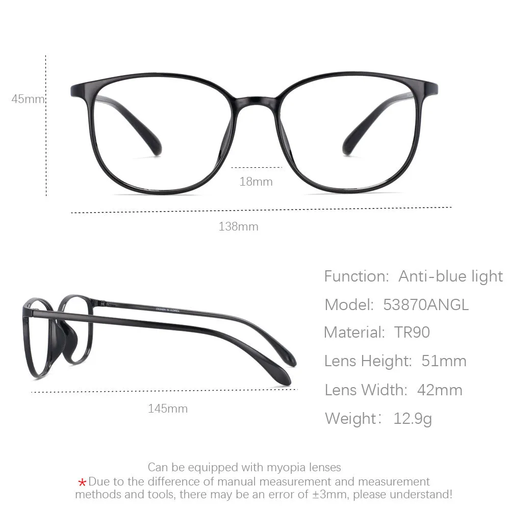 CCspace Unisex Full Rim Round Square Tr 90 Titanium Frame Eyeglasses 53870