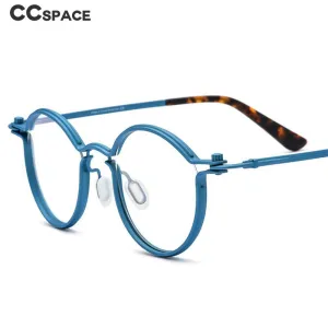 CCspace Unisex Full Rim Round Steampunk Titanium Eyeglasses 54721