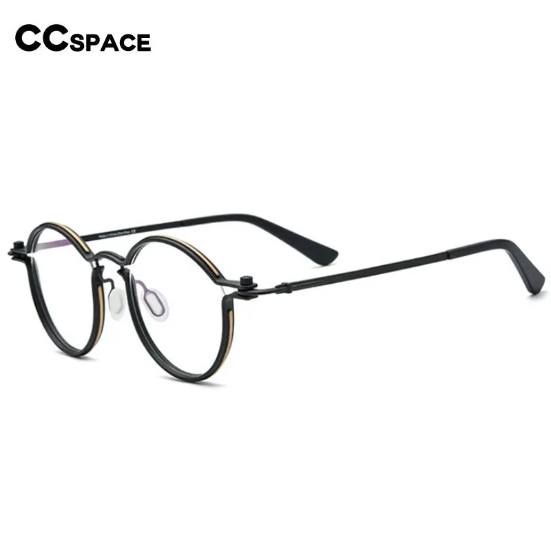 CCspace Unisex Full Rim Round Steampunk Titanium Eyeglasses 54721