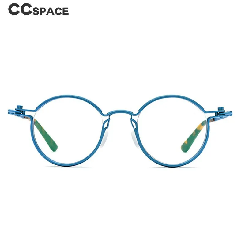 CCspace Unisex Full Rim Round Steampunk Titanium Eyeglasses 54721