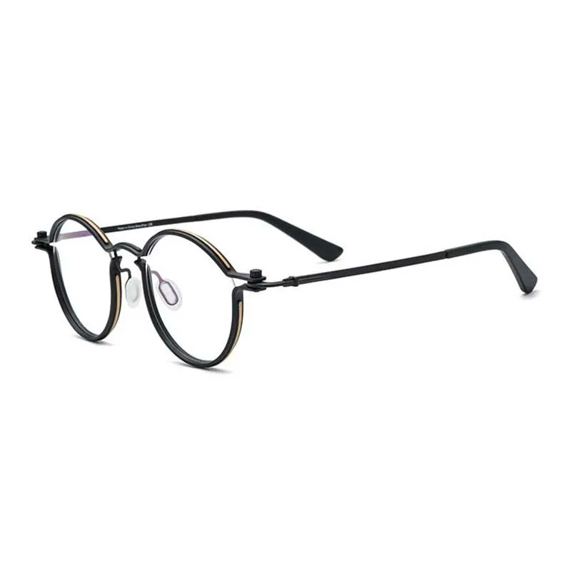 CCspace Unisex Full Rim Round Steampunk Titanium Eyeglasses 54721
