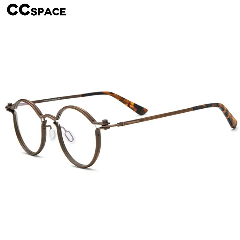 CCspace Unisex Full Rim Round Steampunk Titanium Eyeglasses 54721