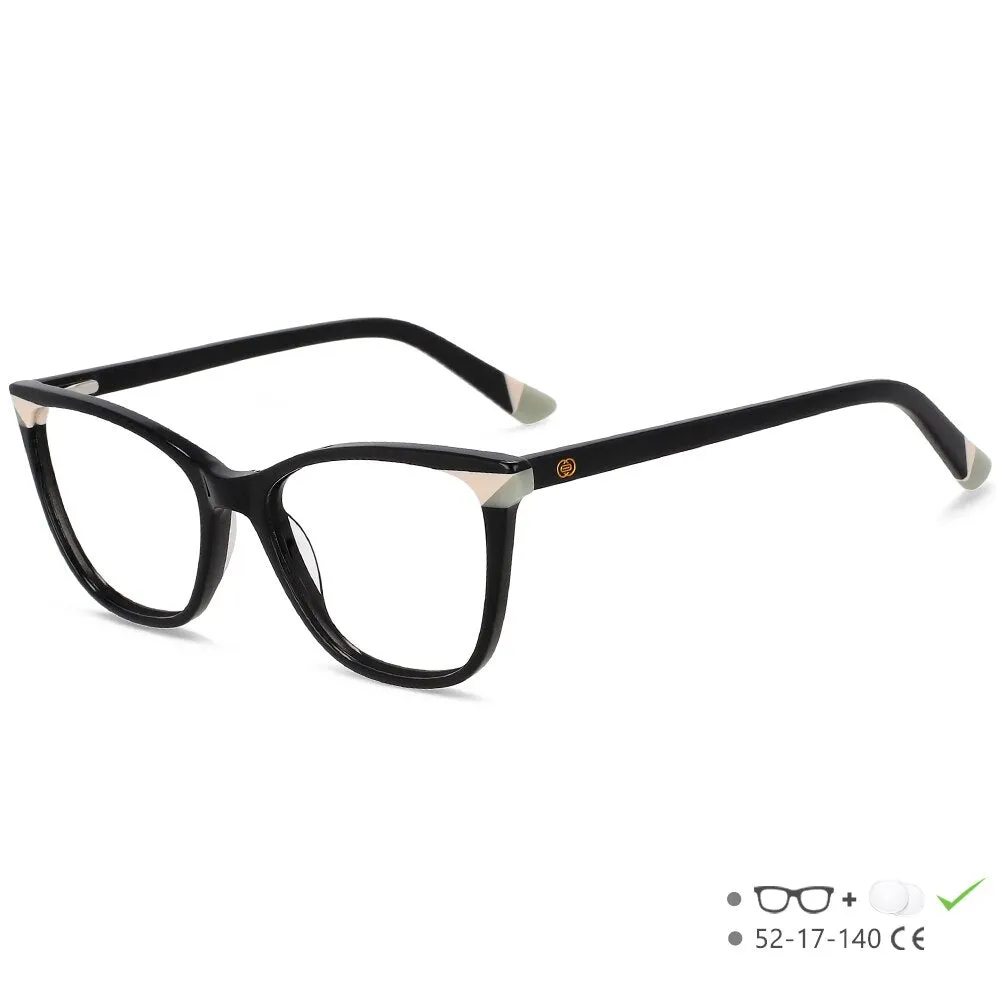 CCspace Unisex Full Rim Small Square Acetate Eyeglasses 55566