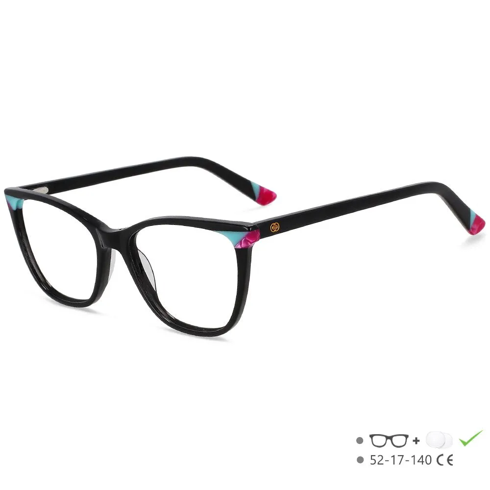 CCspace Unisex Full Rim Small Square Acetate Eyeglasses 55566