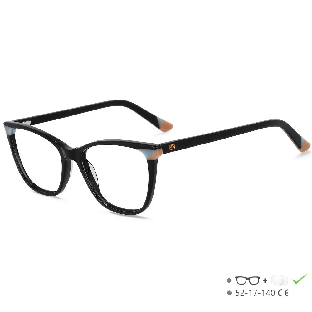CCspace Unisex Full Rim Small Square Acetate Eyeglasses 55566