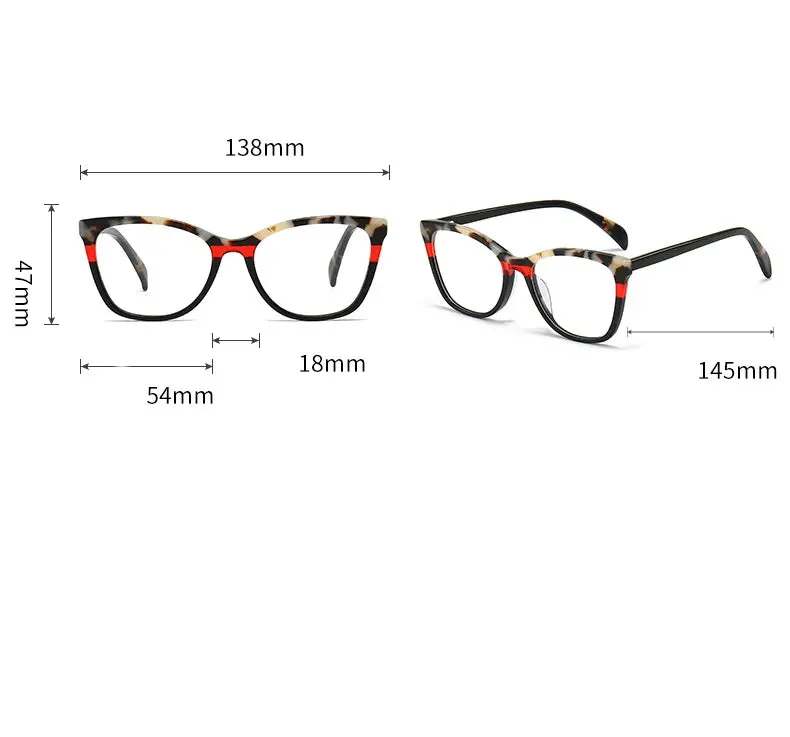 CCspace Unisex Full Rim Square Acetate Eyeglasses 56941