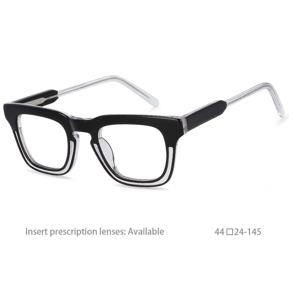 CCspace Unisex Full Rim Square Acetate Frame Eyeglasses 54386
