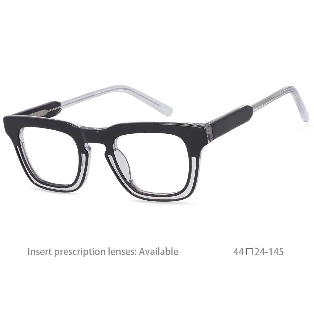 CCspace Unisex Full Rim Square Acetate Frame Eyeglasses 54386