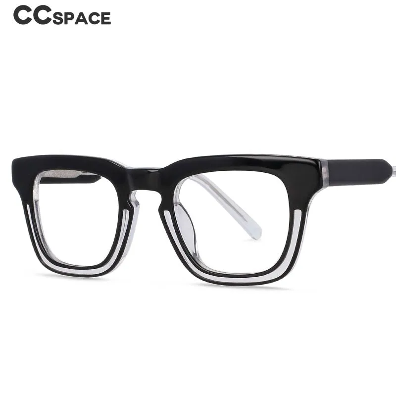 CCspace Unisex Full Rim Square Acetate Frame Eyeglasses 54386