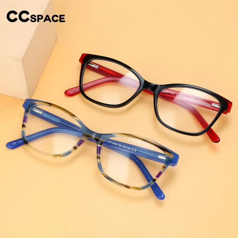 CCspace Unisex Full Rim Square Cat Eye Acetate Eyeglasses 55570