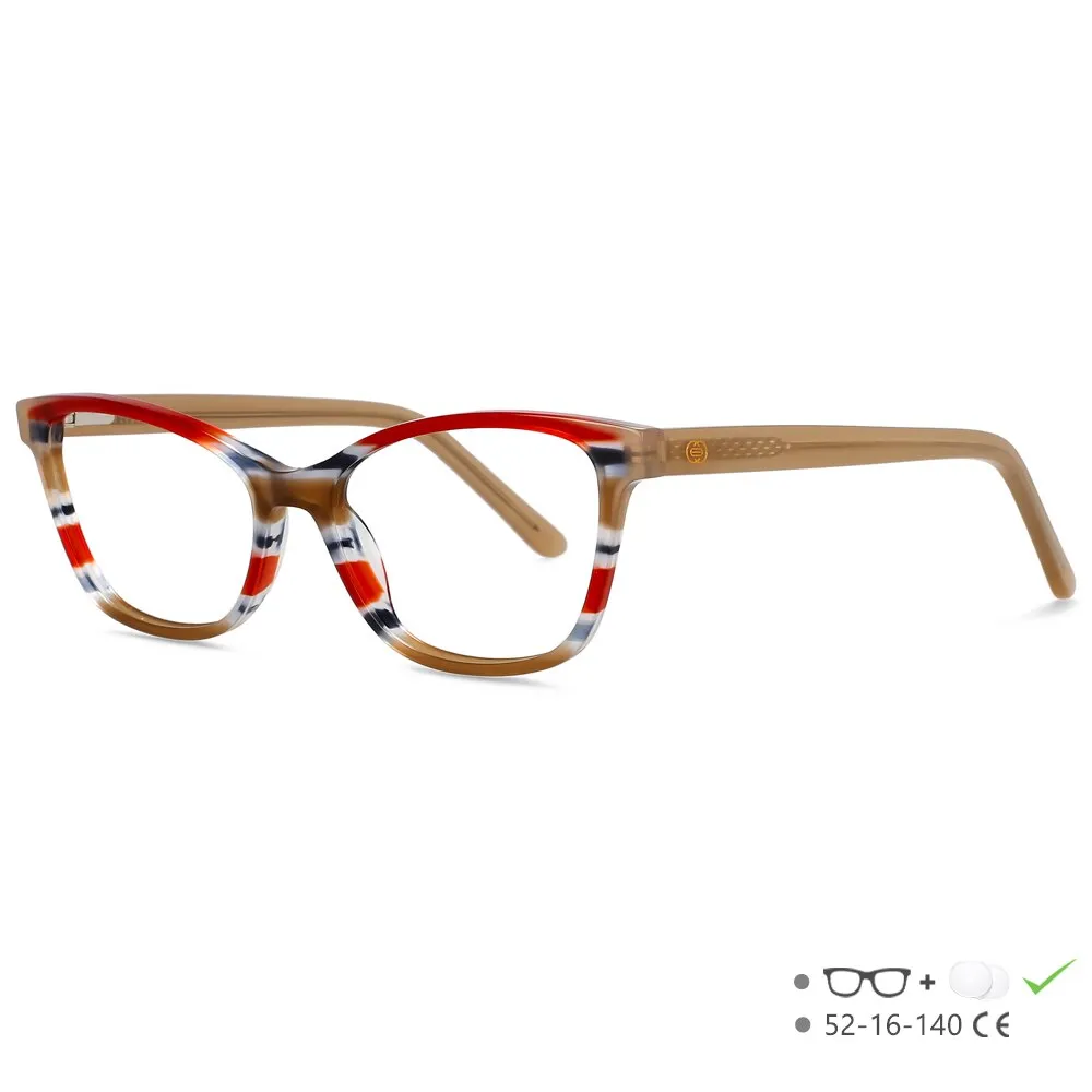 CCspace Unisex Full Rim Square Cat Eye Acetate Eyeglasses 55570
