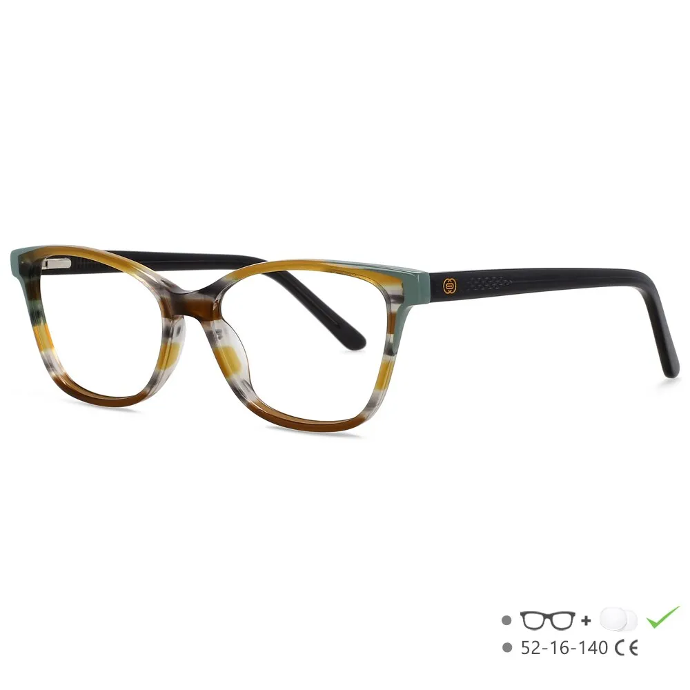 CCspace Unisex Full Rim Square Cat Eye Acetate Eyeglasses 55570