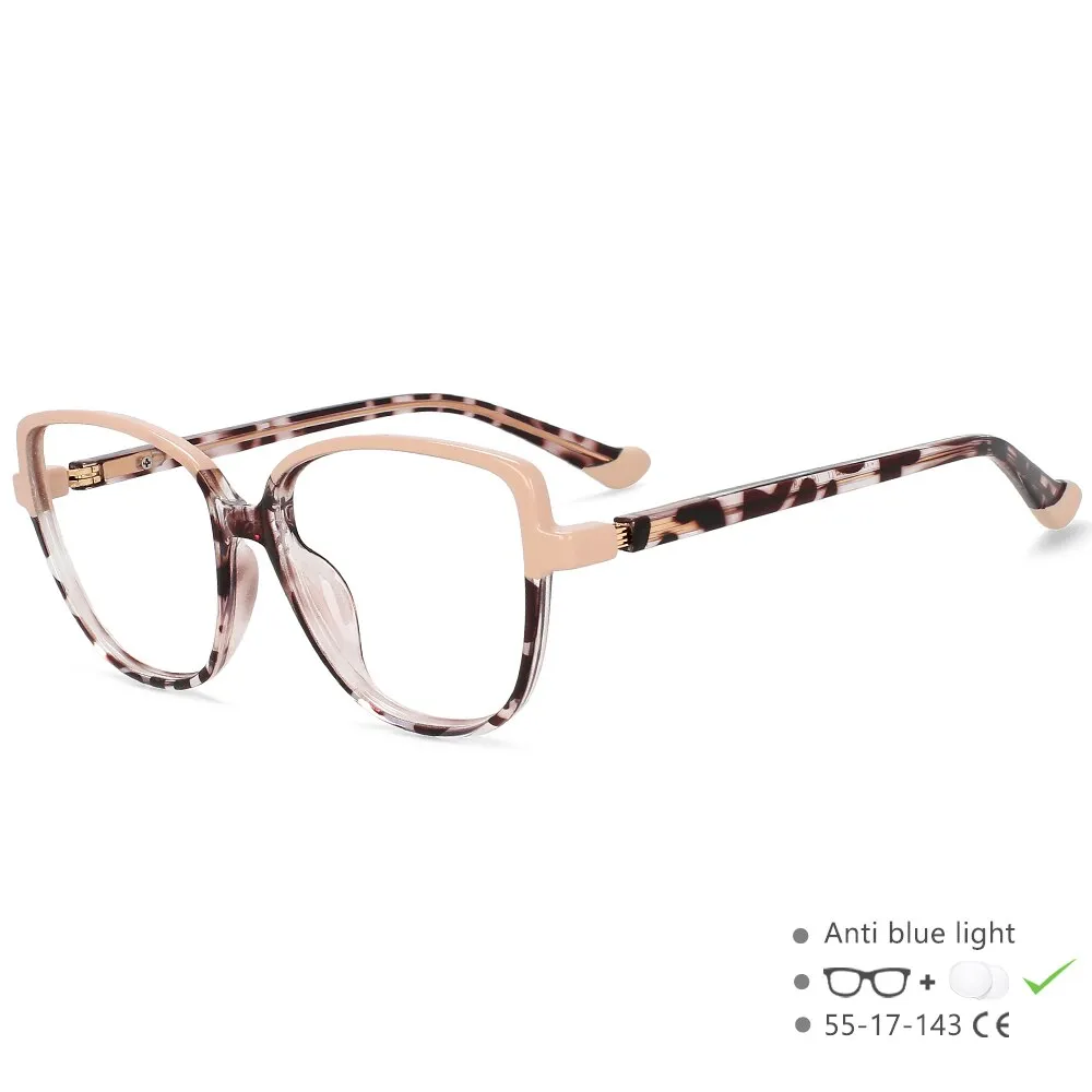 CCspace Unisex Full Rim Square Cat Eye Tr 90 Titanium Eyeglasses 55682