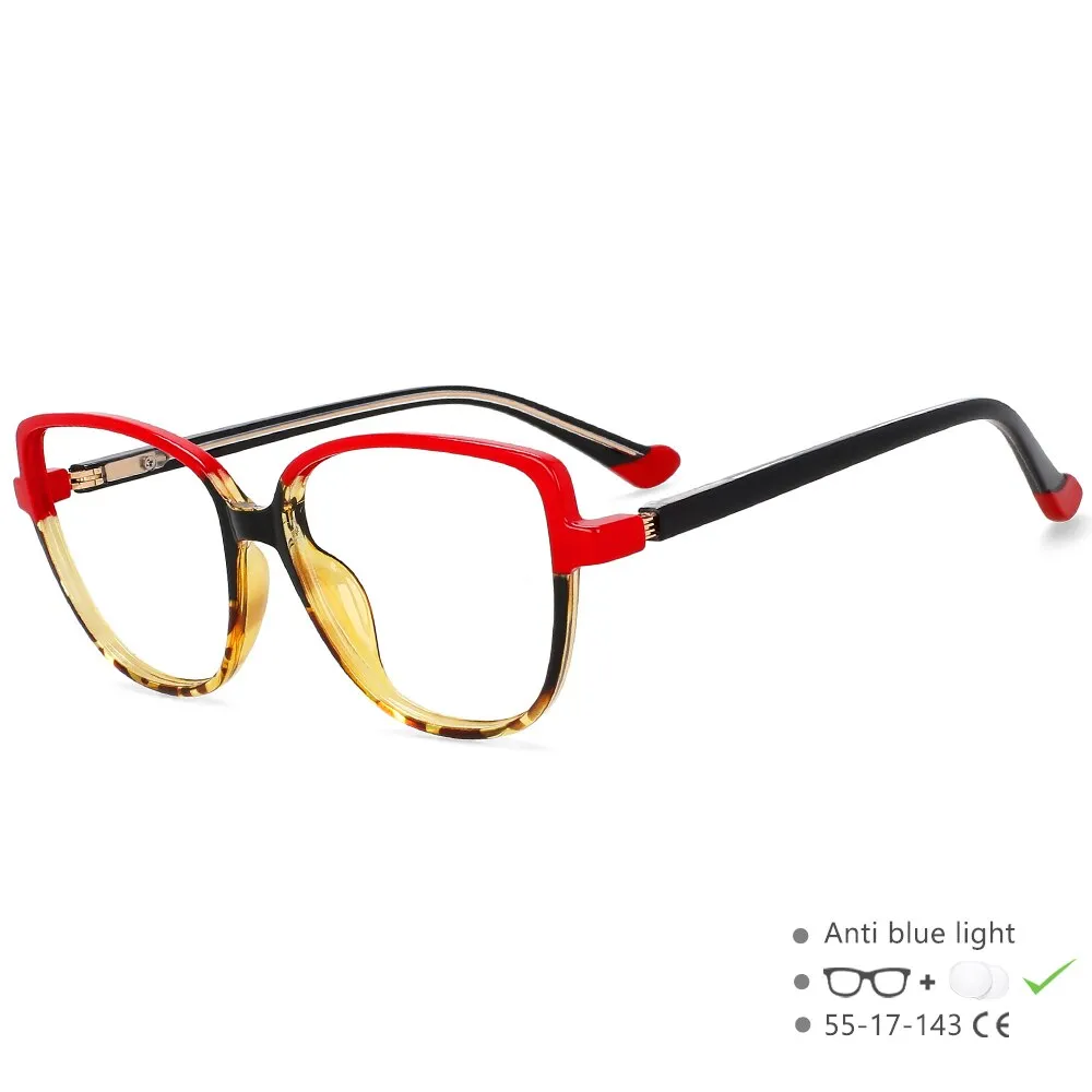 CCspace Unisex Full Rim Square Cat Eye Tr 90 Titanium Eyeglasses 55682