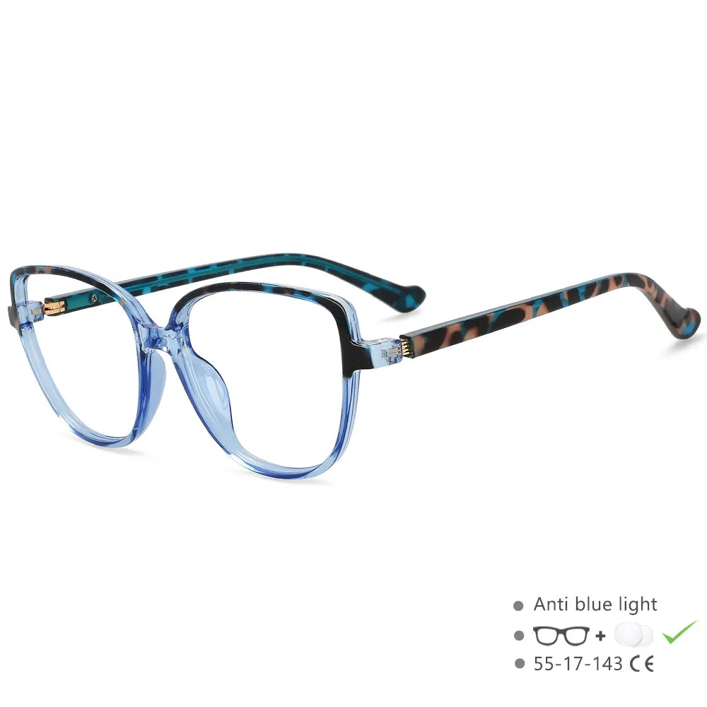 CCspace Unisex Full Rim Square Cat Eye Tr 90 Titanium Eyeglasses 55682