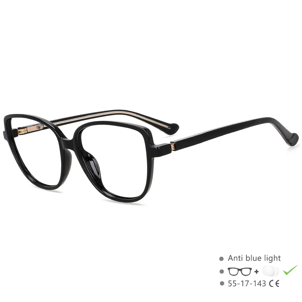 CCspace Unisex Full Rim Square Cat Eye Tr 90 Titanium Eyeglasses 55682