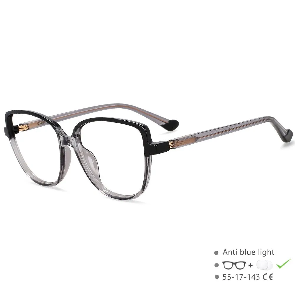 CCspace Unisex Full Rim Square Cat Eye Tr 90 Titanium Eyeglasses 55682