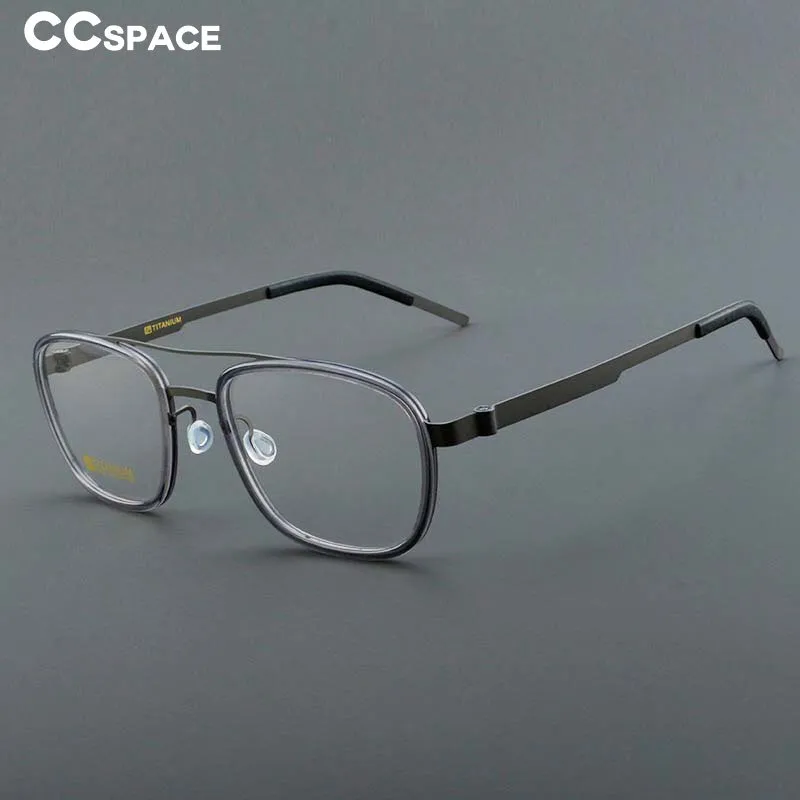 CCspace Unisex Full Rim Square Double Bridge Acetate Titanium Eyeglasses 55024